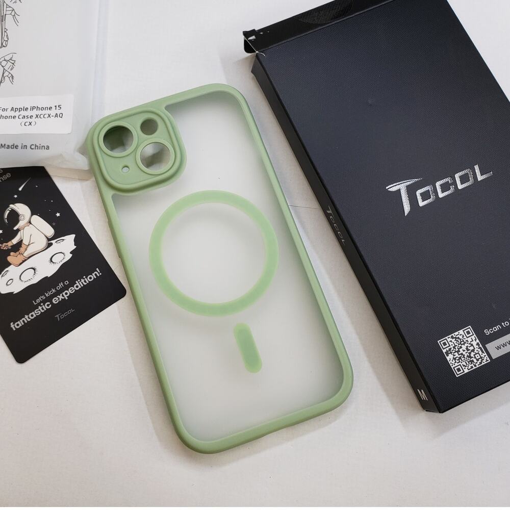 TORRAS Magnetic Clear Case for iPhone 15 MagSafe Compatible Green